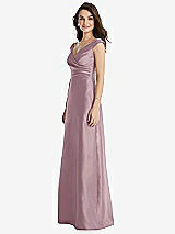 Side View Thumbnail - Dusty Rose Off-the-Shoulder Draped Wrap Maxi Dress with Pockets