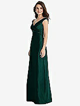 Side View Thumbnail - Evergreen Off-the-Shoulder Draped Wrap Maxi Dress with Pockets