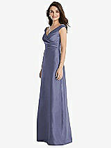 Side View Thumbnail - French Blue Off-the-Shoulder Draped Wrap Maxi Dress with Pockets