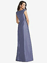 Rear View Thumbnail - French Blue Off-the-Shoulder Draped Wrap Maxi Dress with Pockets