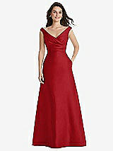 Front View Thumbnail - Garnet Off-the-Shoulder Draped Wrap Maxi Dress with Pockets