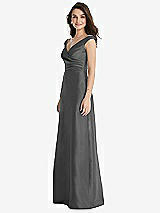 Side View Thumbnail - Gunmetal Off-the-Shoulder Draped Wrap Maxi Dress with Pockets