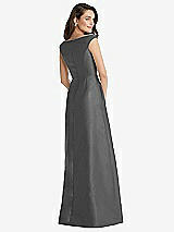 Rear View Thumbnail - Gunmetal Off-the-Shoulder Draped Wrap Maxi Dress with Pockets