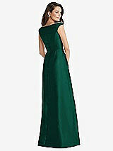 Rear View Thumbnail - Hunter Green Off-the-Shoulder Draped Wrap Maxi Dress with Pockets