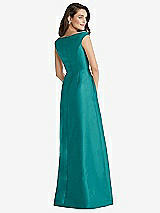 Rear View Thumbnail - Jade Off-the-Shoulder Draped Wrap Maxi Dress with Pockets