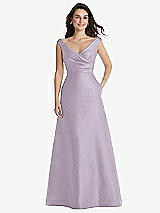 Front View Thumbnail - Lilac Haze Off-the-Shoulder Draped Wrap Maxi Dress with Pockets