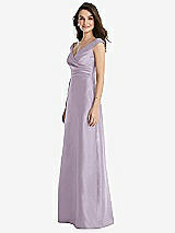 Side View Thumbnail - Lilac Haze Off-the-Shoulder Draped Wrap Maxi Dress with Pockets