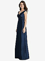 Side View Thumbnail - Midnight Navy Off-the-Shoulder Draped Wrap Maxi Dress with Pockets