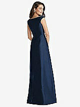 Rear View Thumbnail - Midnight Navy Off-the-Shoulder Draped Wrap Maxi Dress with Pockets