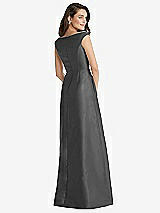 Rear View Thumbnail - Pewter Off-the-Shoulder Draped Wrap Maxi Dress with Pockets