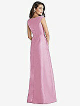 Rear View Thumbnail - Powder Pink Off-the-Shoulder Draped Wrap Maxi Dress with Pockets