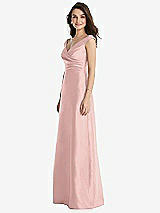 Side View Thumbnail - Rose - PANTONE Rose Quartz Off-the-Shoulder Draped Wrap Maxi Dress with Pockets
