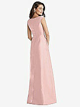 Rear View Thumbnail - Rose - PANTONE Rose Quartz Off-the-Shoulder Draped Wrap Maxi Dress with Pockets