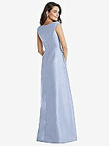 Rear View Thumbnail - Sky Blue Off-the-Shoulder Draped Wrap Maxi Dress with Pockets