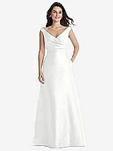 Front View Thumbnail - White Off-the-Shoulder Draped Wrap Maxi Dress with Pockets