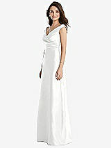 Side View Thumbnail - White Off-the-Shoulder Draped Wrap Maxi Dress with Pockets
