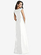 Rear View Thumbnail - White Off-the-Shoulder Draped Wrap Maxi Dress with Pockets