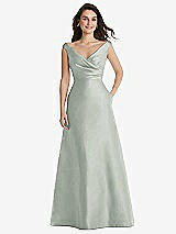 Front View Thumbnail - Willow Green Off-the-Shoulder Draped Wrap Maxi Dress with Pockets