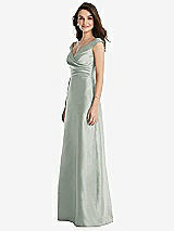 Side View Thumbnail - Willow Green Off-the-Shoulder Draped Wrap Maxi Dress with Pockets