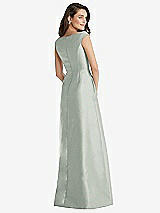 Rear View Thumbnail - Willow Green Off-the-Shoulder Draped Wrap Maxi Dress with Pockets