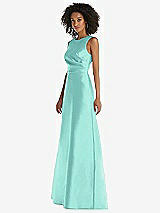 Side View Thumbnail - Coastal Jewel Neck Asymmetrical Shirred Bodice Maxi Dress with Pockets