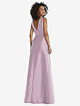 Rear View Thumbnail - Suede Rose Jewel Neck Asymmetrical Shirred Bodice Maxi Dress with Pockets