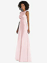 Side View Thumbnail - Ballet Pink Jewel Neck Asymmetrical Shirred Bodice Maxi Dress with Pockets