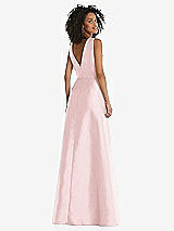 Rear View Thumbnail - Ballet Pink Jewel Neck Asymmetrical Shirred Bodice Maxi Dress with Pockets