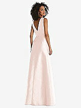 Rear View Thumbnail - Blush Jewel Neck Asymmetrical Shirred Bodice Maxi Dress with Pockets