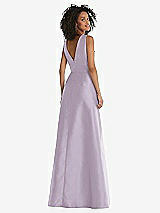 Rear View Thumbnail - Lilac Haze Jewel Neck Asymmetrical Shirred Bodice Maxi Dress with Pockets
