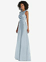 Side View Thumbnail - Mist Jewel Neck Asymmetrical Shirred Bodice Maxi Dress with Pockets