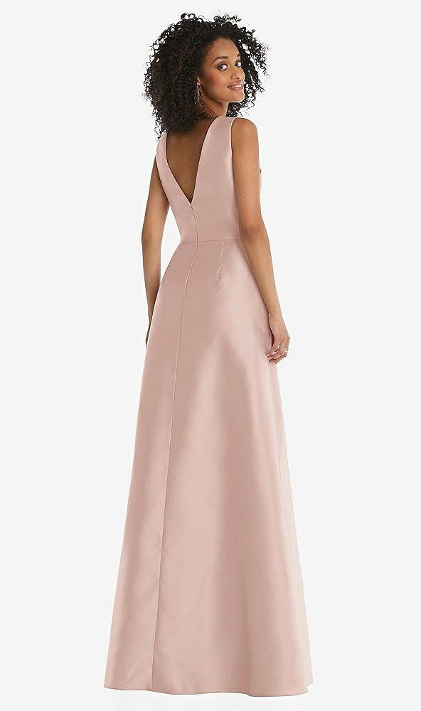 Back View - Toasted Sugar Jewel Neck Asymmetrical Shirred Bodice Maxi Dress with Pockets