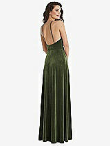 Rear View Thumbnail - Olive Green High Neck Halter Open-Back Velvet Dress - Alix