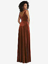 Rear View Thumbnail - Auburn Moon Velvet Maxi Dress with Shirred Bodice and Front Slit