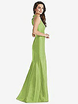 Side View Thumbnail - Mojito Jewel Neck Bowed Open-Back Trumpet Dress with Front Slit