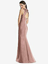 Rear View Thumbnail - Neu Nude Jewel Neck Bowed Open-Back Trumpet Dress with Front Slit