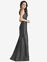 Side View Thumbnail - Pewter Jewel Neck Bowed Open-Back Trumpet Dress with Front Slit