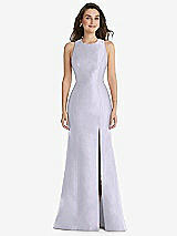 Front View Thumbnail - Silver Dove Jewel Neck Bowed Open-Back Trumpet Dress with Front Slit