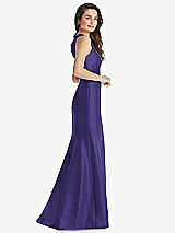 Side View Thumbnail - Grape Jewel Neck Bowed Open-Back Trumpet Dress 