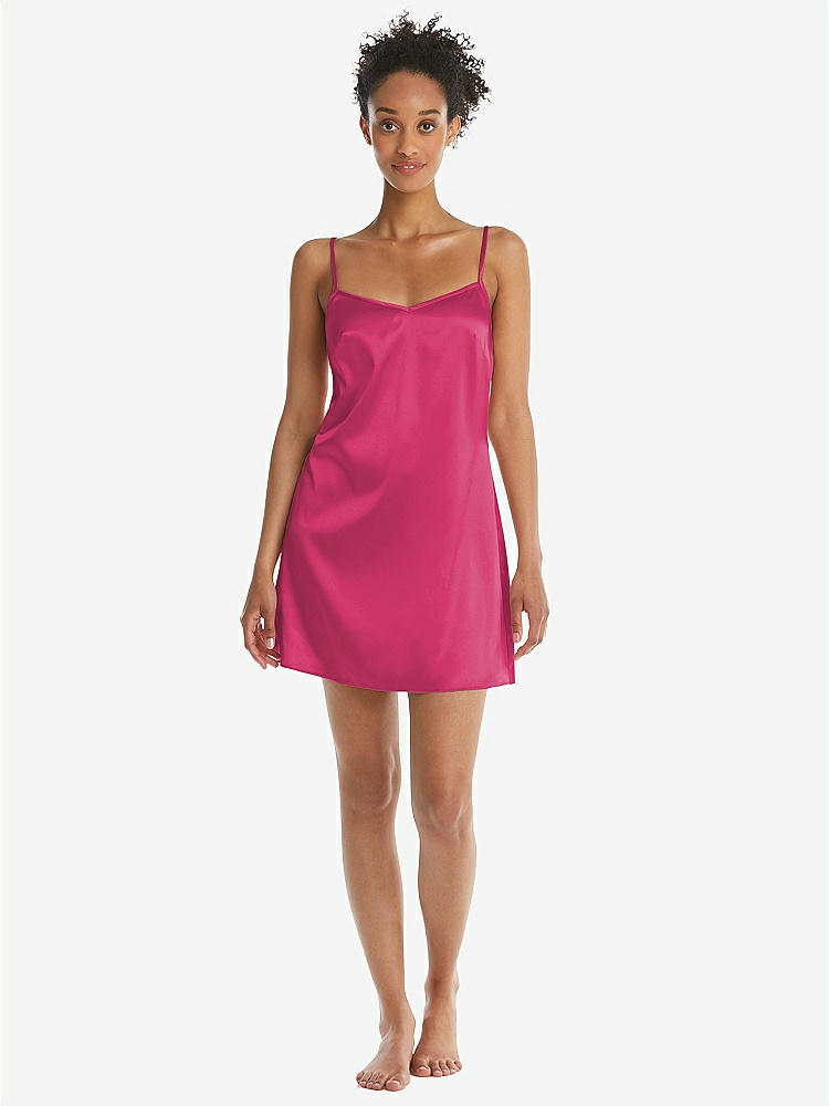 Front View - Shocking Mini Stretch Satin Slip with Adjustable Straps - Kyle
