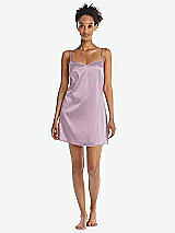 Front View Thumbnail - Suede Rose Mini Stretch Satin Slip with Adjustable Straps - Kyle