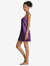 Side View Thumbnail - African Violet Mini Stretch Satin Slip with Adjustable Straps - Kyle