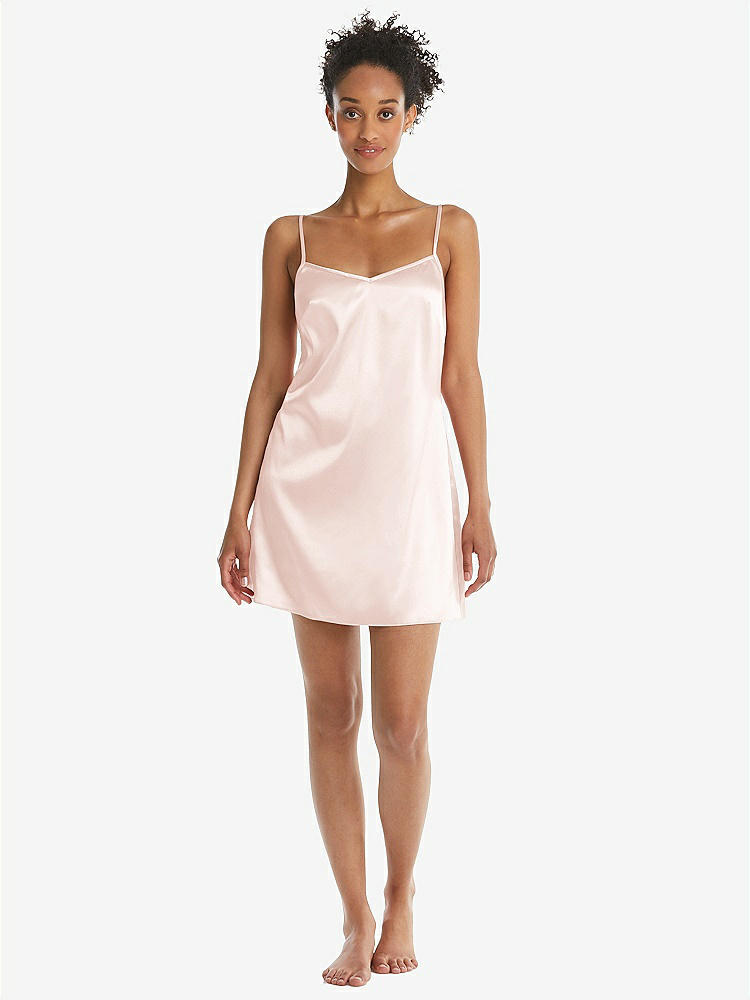 Front View - Blush Mini Stretch Satin Slip with Adjustable Straps - Kyle