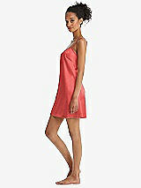 Side View Thumbnail - Perfect Coral Mini Stretch Satin Slip with Adjustable Straps - Kyle