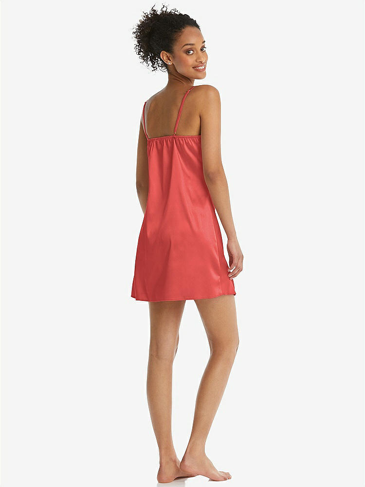 Back View - Perfect Coral Mini Stretch Satin Slip with Adjustable Straps - Kyle