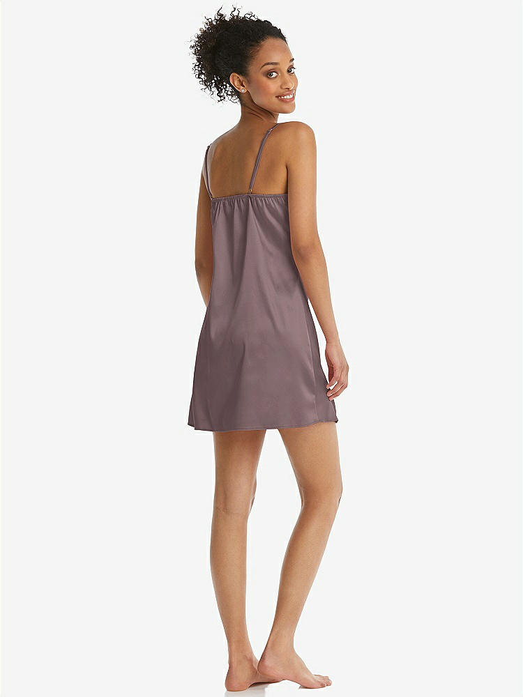 Back View - French Truffle Mini Stretch Satin Slip with Adjustable Straps - Kyle