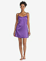 Front View Thumbnail - Pansy Mini Stretch Satin Slip with Adjustable Straps - Kyle
