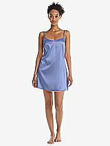 Front View Thumbnail - Periwinkle - PANTONE Serenity Mini Stretch Satin Slip with Adjustable Straps - Kyle