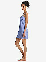 Side View Thumbnail - Periwinkle - PANTONE Serenity Mini Stretch Satin Slip with Adjustable Straps - Kyle