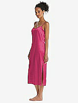 Side View Thumbnail - Shocking  Midi Stretch Satin Slip with Adjustable Straps - Asley